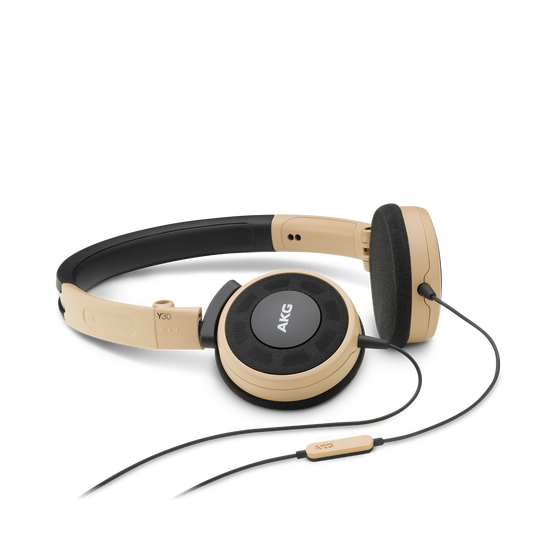 Y 30 - Brown - Stylish, uncomplicated, foldable headphones with 1 button universal remote/mic - Hero